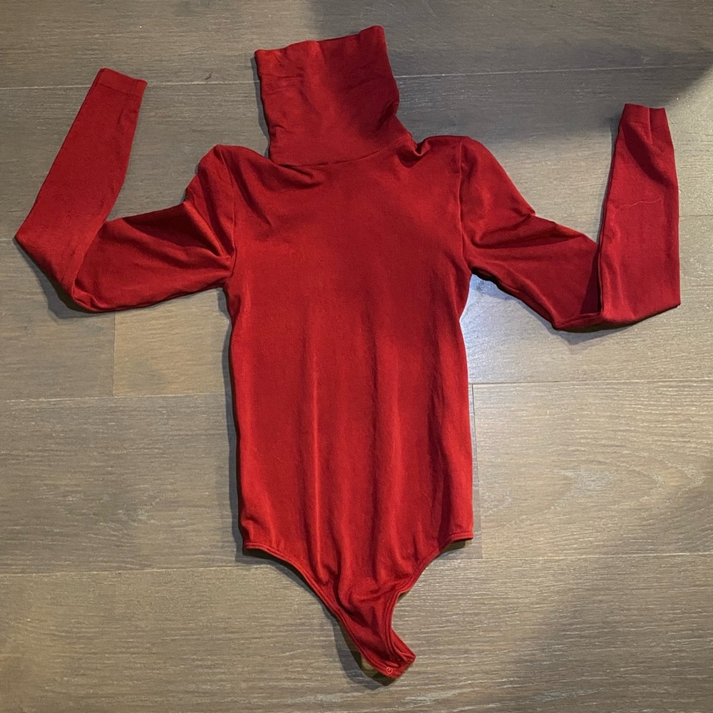 Red Wolford Women's Colorado Turtleneck Thong Bodysuit - Size Small